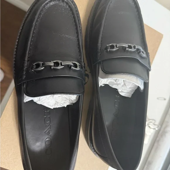 Coach Black Leather Loafers - Picture 2 of 4